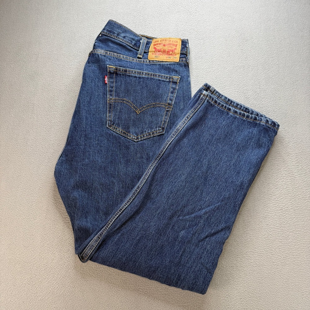 Levis 505 Regular Fit Jeans Men 40x30 (FIT 39x29) Blue Straight Leg Denim Casual